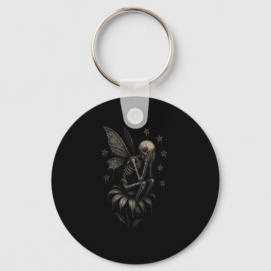 Fairycore Emo Gothic T-shirt Sad Crying Skeleton F Sleutelhanger (Voorkant)