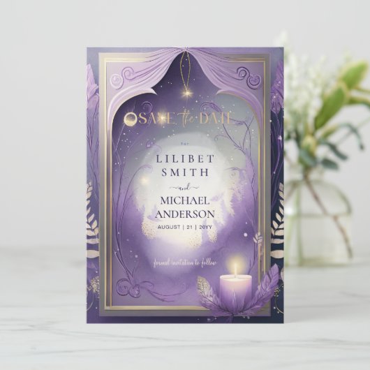 Fairycore Fairytale Save the Date Enchanted Fores Kaart (Staand voorkant)