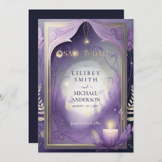 Fairycore Fairytale Save the Date Enchanted Fores Kaart (Voorkant / Achterkant)