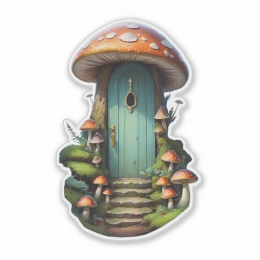 Fairycore Mushroom Fairy House Sticker (Voorkant)
