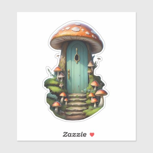 Fairycore Mushroom Fairy House Sticker (Vel)