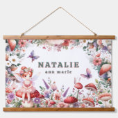 Fairycore Mushroom Garden Gepersonaliseerde naam Hangend Wandkleed (Voorkant)