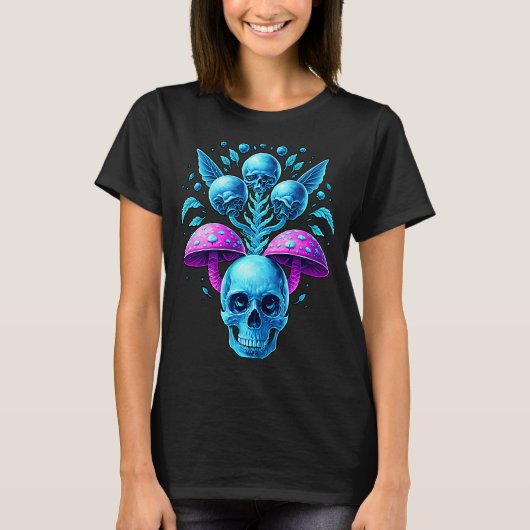 Fairycore Mushroom Skulae Aesthetische Vaporgolf d T-shirt (Voorkant)