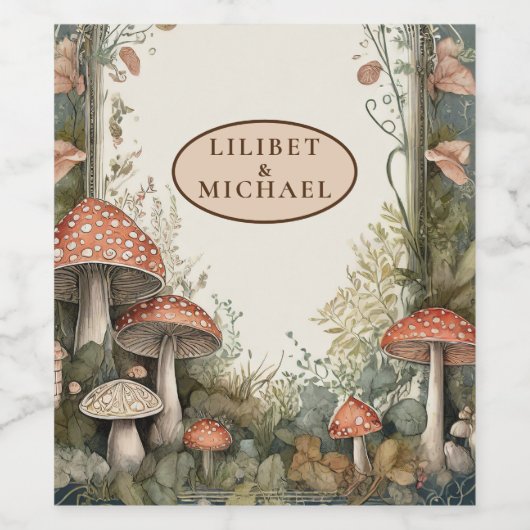 FAIRYCORE Mushrooms Goblincore Custom Gifts Wijn Etiket (Enkel label)