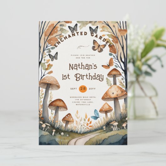 FAIRYCORE NATUUR BABYDOUCHE 1E VERJAARDAG ELK EVEN KAART (Staand voorkant)