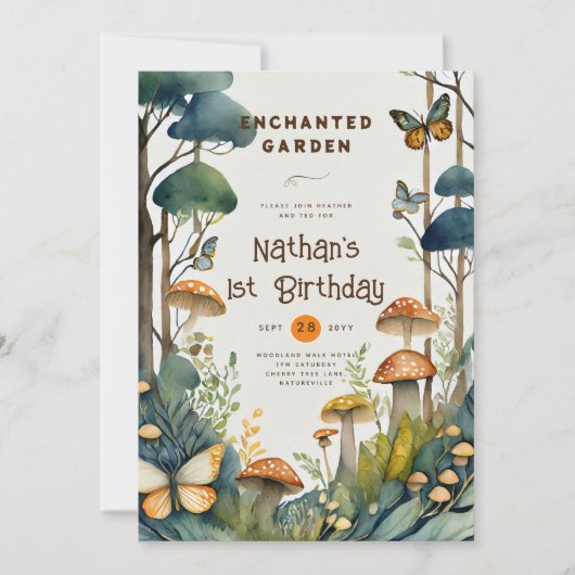 FAIRYCORE NATUUR BABYDOUCHE 1E VERJAARDAG ELK EVEN KAART (Voorkant)