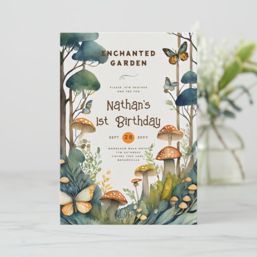 FAIRYCORE NATUUR BABYDOUCHE 1E VERJAARDAG ELK EVEN KAART (Staand voorkant)