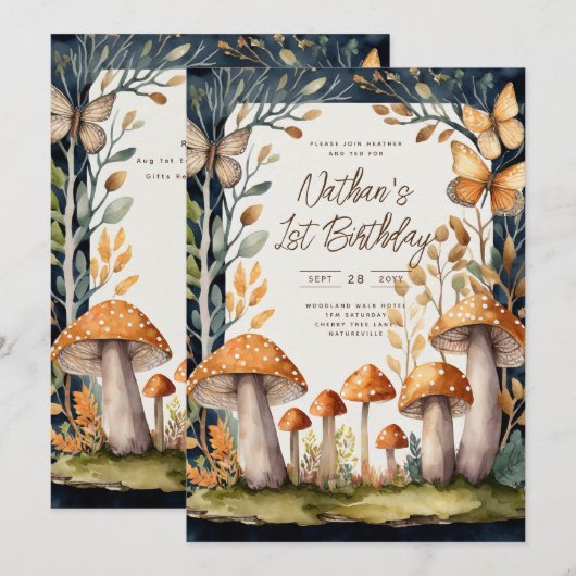 FAIRYCORE NATUUR BABYSYMPHONIE 1E VERJAARDAG ELKE  KAART (Voorkant / Achterkant)