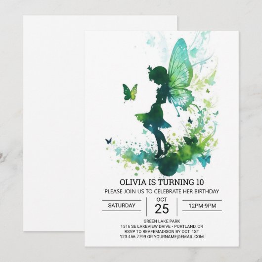 Fairycore Prinses Bewerkbaar Verjaardagsfeest Kaart (Voorkant / Achterkant)