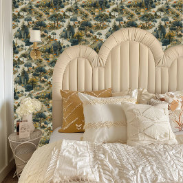 Fairycore Rood, Groen, en Beige Paddenstoelbos Behang