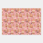 Fairycore Roze Kerstscènes Coördinerende Inpakpapier Vel (Voorkant)