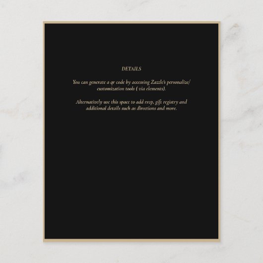 Fairycore Save the Date Black Gold Woodland (Achterkant)