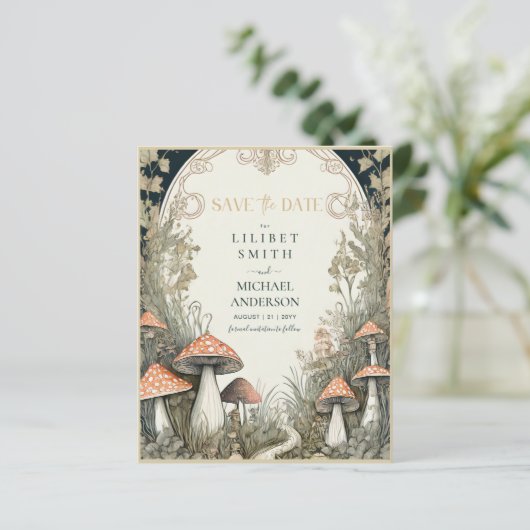 Fairycore Save the Date Goblincore Mushrooms (Staand voorkant)