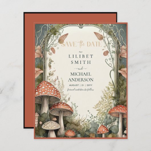 Fairycore Save the Date Goblincore Mushrooms (Voorkant / Achterkant)