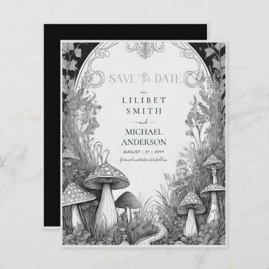 Fairycore Save the Date Goblincore Paddenstoelen (Voorkant / Achterkant)
