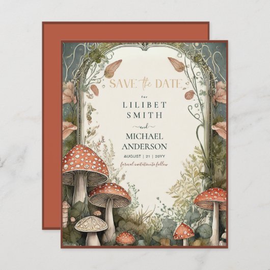 Fairycore Save the Date Goblincore Paddenstoelen (Voorkant / Achterkant)