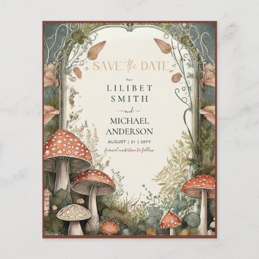 Fairycore Save the Date Goblincore Paddenstoelen (Voorkant)