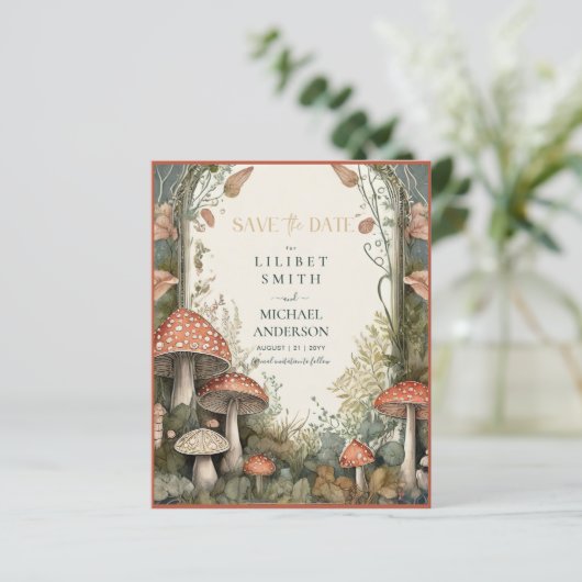 Fairycore Save the Date Goblincore Paddenstoelen (Staand voorkant)