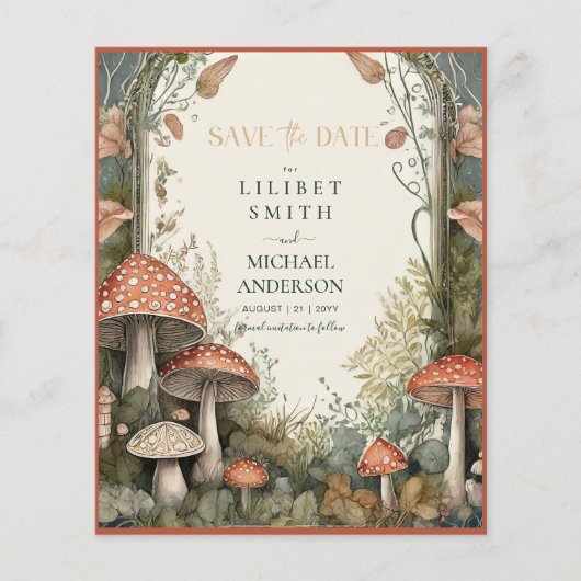 Fairycore Save the Date Goblincore Paddenstoelen (Voorkant)