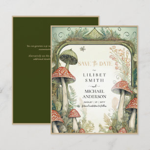 Fairycore Save the Date Green Gold Woodland