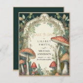 Fairycore Save the Date Green Gold Woodland (Voorkant / Achterkant)