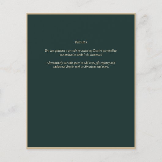 Fairycore Save the Date Green Gold Woodland (Achterkant)