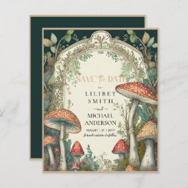 Fairycore Save the Date Green Gold Woodland