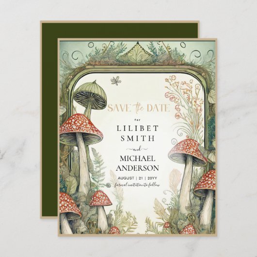 Fairycore Save the Date Groen Goud Bosland (Voorkant / Achterkant)