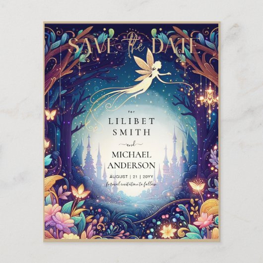 Fairycore Save the Date Sprookje Paarse Goud (Voorkant)