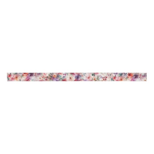 Fairycore Verjaardag Mooie Waterverf Bloemen Grosgrain Lint (Voorkant)