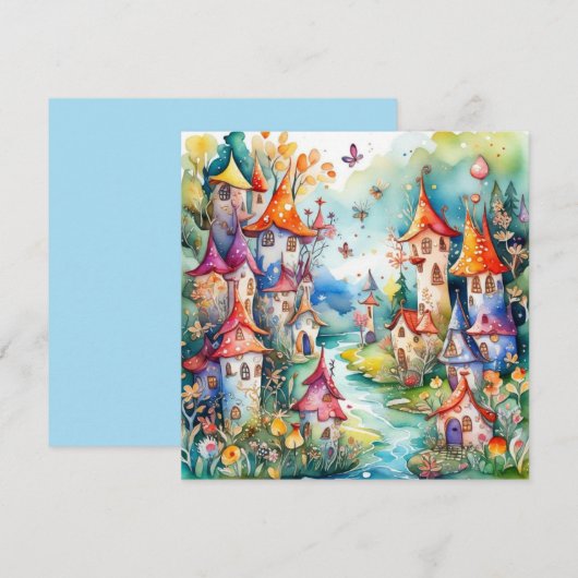 Fairyland magisch kasteel bedankkaart (Voorkant / Achterkant)