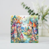 Fairyland magisch kasteel bedankkaart (Staand voorkant)