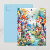 Fairyland magisch kasteel feestdagenkaart (Voorkant / Achterkant)