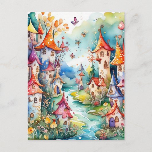 Fairyland magisch kasteel feestdagenkaart (Voorkant)