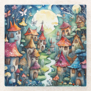 Fairyland magisch kasteel glazen onderzetter