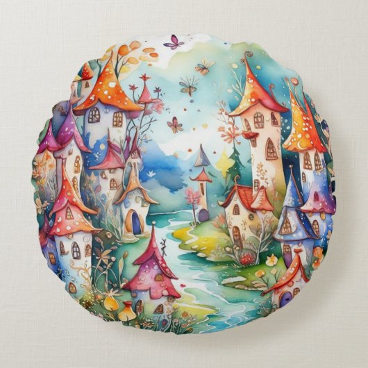Fairyland magisch kasteel rond kussen (Voorkant)