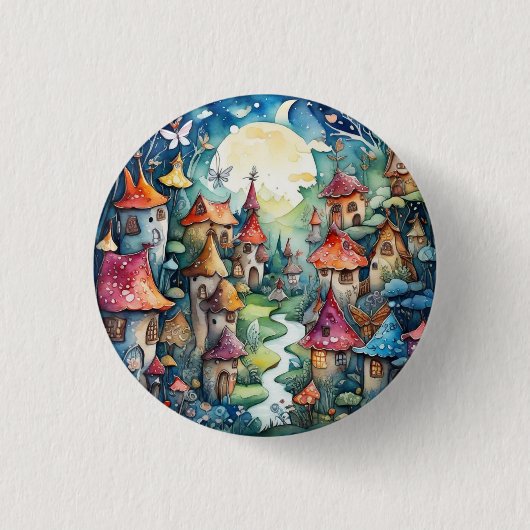 Fairyland magisch kasteel ronde button 3,2 cm (Voorkant)