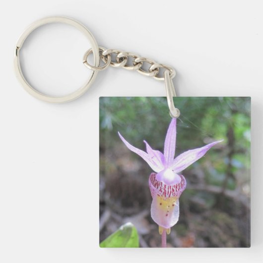 Fairyslipper Orchid Flower Sleutelhanger (voorkant)