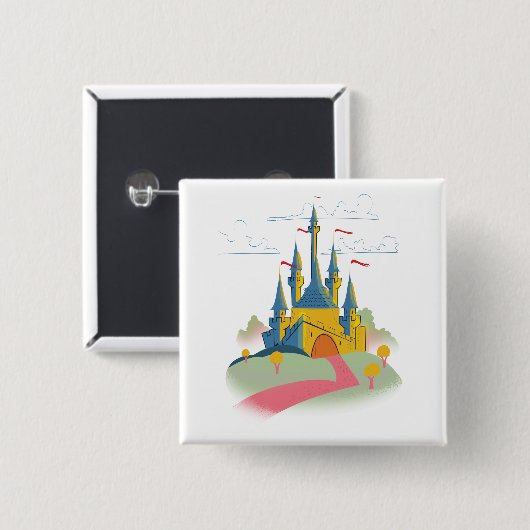 Fairytail Castle Vierkante Button 5,1 Cm (Voorkant /achterkant)