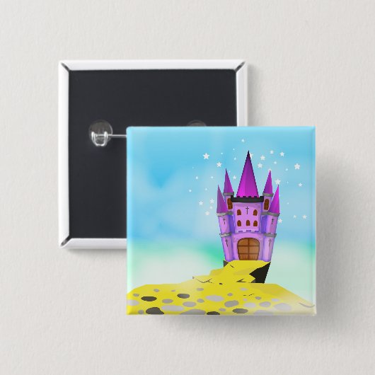 Fairytail Castle Vierkante Button 5,1 Cm (Voorkant /achterkant)