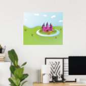 FairyTail Kasteel Pixelbeeldfunctie Poster (Thuiskantoor)