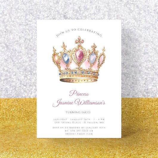 Fairytail prinses roze verjaardagsfeest kaart