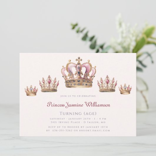 Fairytail prinses verjaardagsfeest kaart (Staand voorkant)