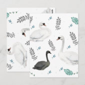 Fairytale afbeelding van zwaan Folk Botanisch Briefkaart (Voorkant / Achterkant)