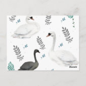 Fairytale afbeelding van zwaan Folk Botanisch Briefkaart (Achterkant)