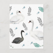 Fairytale afbeelding van zwaan Folk Botanisch Briefkaart (Voorkant)