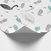 Fairytale afbeelding van zwaan Folk Botanisch Cadeaupapier (Hoek)