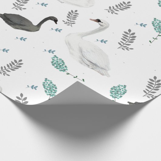 Fairytale afbeelding van zwaan Folk Botanisch Cadeaupapier (Hoek)