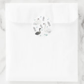 Fairytale afbeelding van zwaan Folk Botanisch Patr Ronde Sticker (Tas)