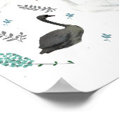 Fairytale afbeelding van zwaan Folk Botanisch Poster (Hoek)